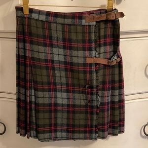 Vintage plaid tartan pleated wool/rayon wrap skirt